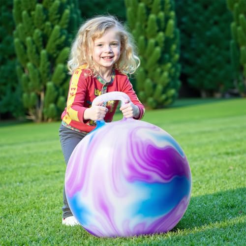 INPANY Hopper Ball, 18 Inches Bouncy Ball with Handles, Bouncing Bounce Balls Hopper, Inflatable Jumping Hopping Toys for Kids Ages 3-6, Hoppity Hop Girls Boys Gifts, Pump Included - Image 3