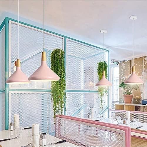 Suspension minimaliste moderne aluminium rose au design épuré culot E27 - 2