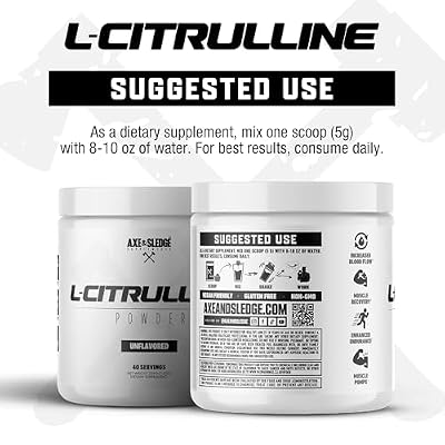 Axe & Sledge Basics Citrulline | 5g Pure Citrulline, Unflavored, 40 Servings | Boost Nitric Oxide Production | L-Citrulline Supplements for Men & Women - Stamina, Performance & Endurance for Workouts
