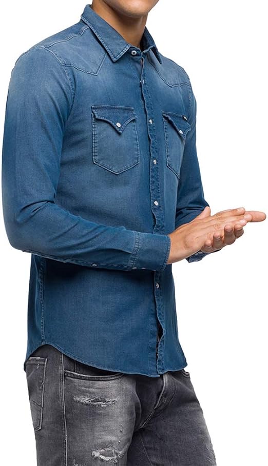 REPLAY M4001 .000.39b 357 Camicia in Jeans, Blu (Denim 9), 3XL Uomo :  Amazon.it: Abbigliamento