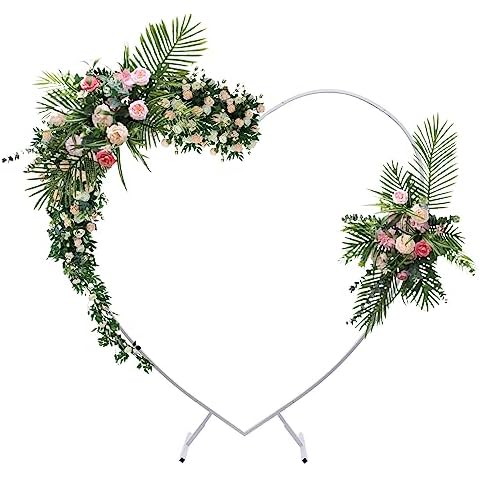 6.89ft Loving Heart Arch, Heart-Shaped Wedding Arch Backdrop Stand Metal Balloon Arch Stand Frame Display Kit Flower Display Background Decoration for Weddings, Birthday, Banquets (White) Cover