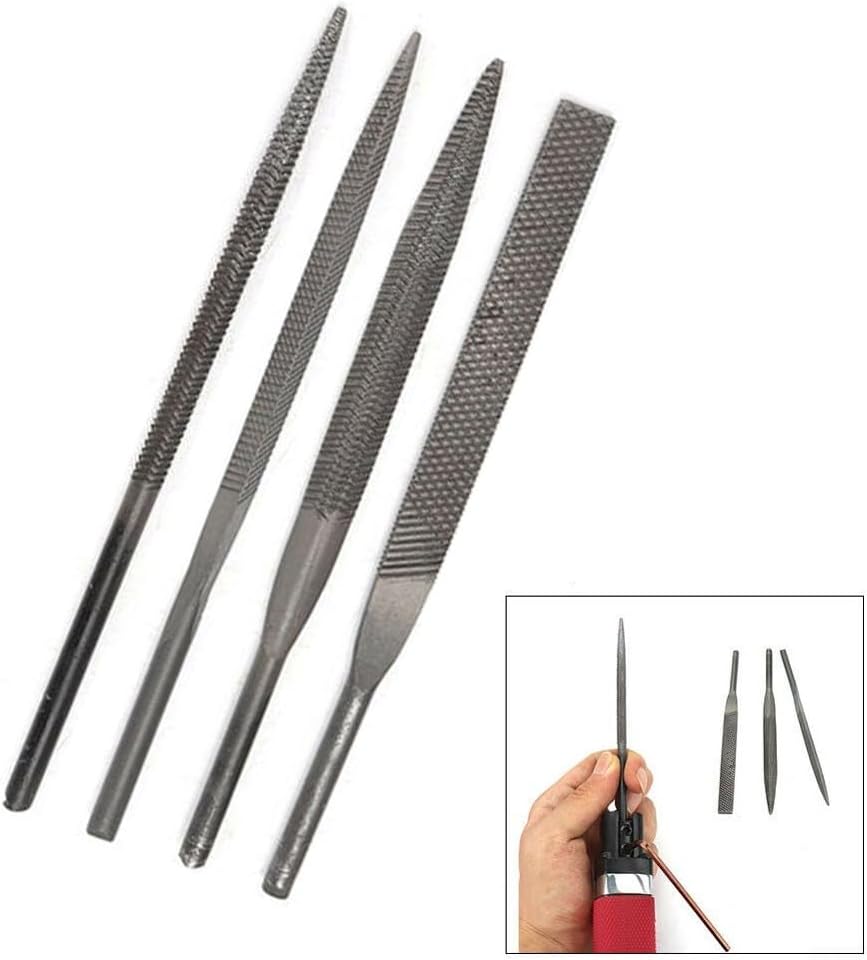 5x140mm Pneumatic File Blades with Medium Teeth Texture for Deburring and Carving Various Materials Including Glass, Metal, Stone, and Wood with Four Shape Options (Triangle File)