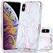 BAISRKE iPhone Xs Max Case, Shiny Rose Gold Marble Design Bumper Matte TPU Soft Rubber Silicone Cover Phone Case for Apple iPhone Xs Max 2018 6.5 inch - White