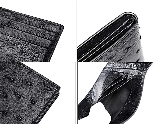 RWCCCRWS Men's Slim Card Holder Minimalist Ostrich Skin Credit Card Holder Holds Up to 8 Cards Men's 4.33 × 3.15 × 0.6 Inch (Color : Black)4