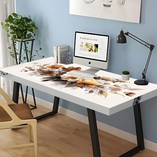 Image of Vintage Watercolor Floral Desk Sticker, Boho Botanical Desktop Decor, Waterproof Table Surface Protector for Home Office, 39.37x23.62 Inch