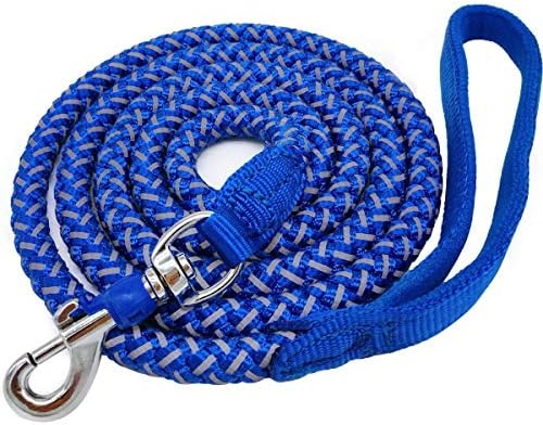 Mycicy Reflective Dog Leash 3ft 4ft 6ft 10ft, Heavy Duty Dog Leash Nylon Braided Strong Rope Dog Lead for Small Medium Large Dogs Walking Leash (Blue 6ft)