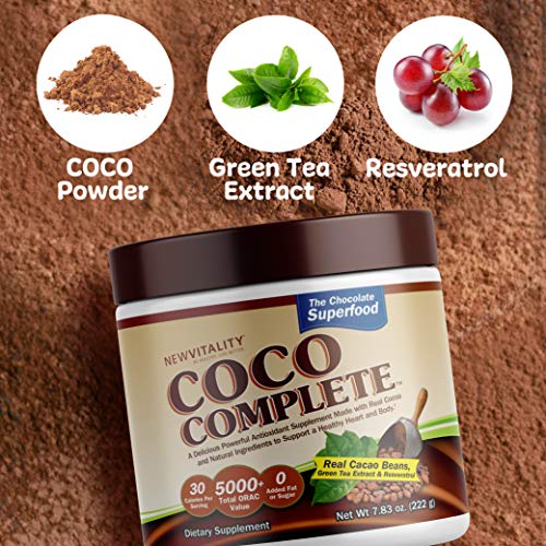 Coco Complete By New Vitality – Immune System And Metabolism Boosting Superfood Powder Supplement, Energy Support, Sugar Free, Real Cocoa Powder & Green Tea Extract, Chocolate Flavor, 30 Servings #TOP1