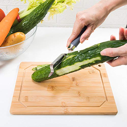 Caperci Swivel Vegetable Peeler - Durable Stainless Steel Potato Peeler with Soft Grip Handle and Storage Hook, Multipurpose Tool Partner for Home Kitchen - Grey