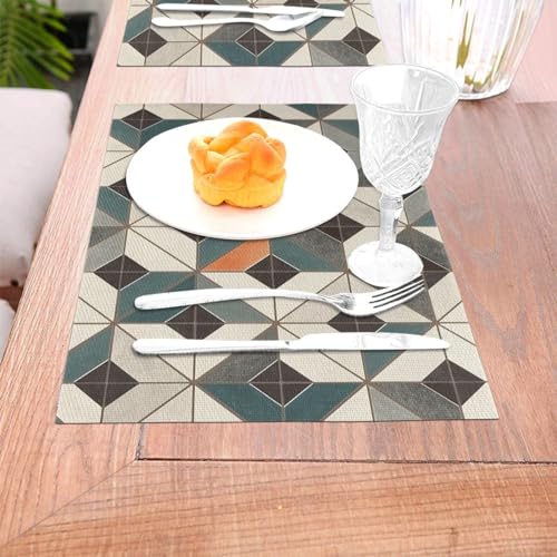 Set de table pour dîner et fête de mariage en PVC géométrique lavable x6