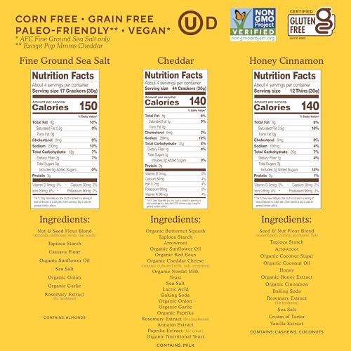 Image of Simple Mills Best Snacks Variety Pack, Sea Salt Almond Flour Crackers, Honey Cinnamon Sweet Thins and Cheddar Pop Mmms, Gluten Free, Paleo Friendly Healthy Snacks, (Pack of 3)