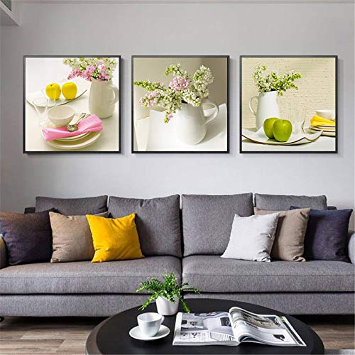 Toile murale cuisine pour habiller un grand mur vide avec style fleur et nourriture nordique