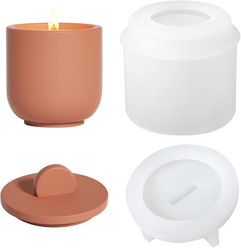 BOOWAN NICOLE Nórdico Simple Estilo Cemento Vela Tarro Molde de Silicona Molde de Contenedor de Vela de Concreto Recipiente de Decoración para el