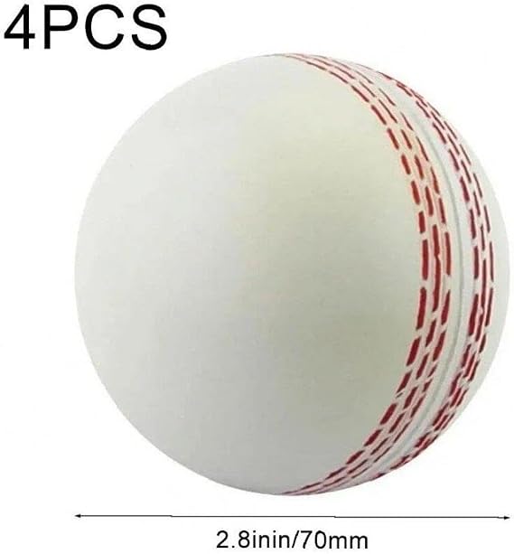 Balls for Training, Coaching, Practice, Bouncing Skills, Hand Sewn Sewing Soft Cricket Balls, 4 Pack, White