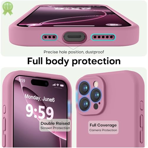 Image of LOVE 3000 Designed for iPhone 16 Pro Max Case, Premium Silicone with [Soft Anti-Scratch Microfiber Lining] Shockproof Protective Phone Case for Men Women Girls 6.9 inch, Lavender Purple