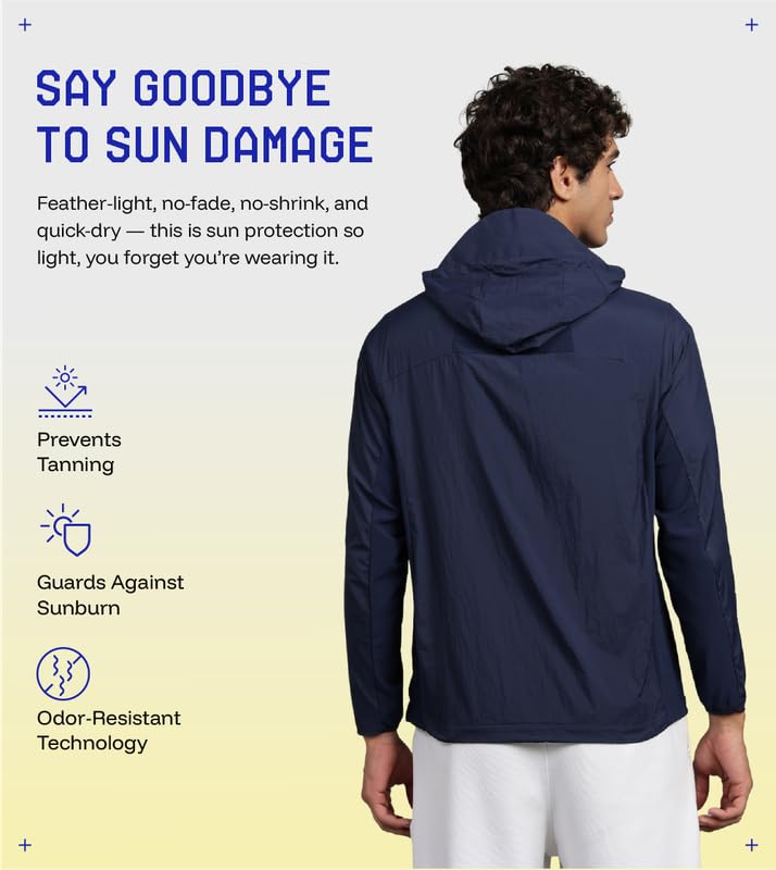 Image of BLUE TYGA Air Pro Sunscreen Jacket | UV Protection Hooded Jacket | 40 GSM Nylon, Breathable Mesh, Quick-Dry Summer Wear