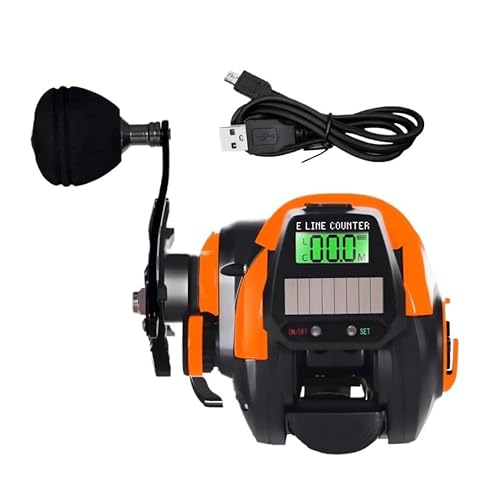 �ނ胊�[�� USB �ƃ\�[���[�[�d�d�q Baitcasting Led �X�N���[�� 7.2:1 �C���h���L���X�g�h�����z�C�[������ �g���₷��(Orange)