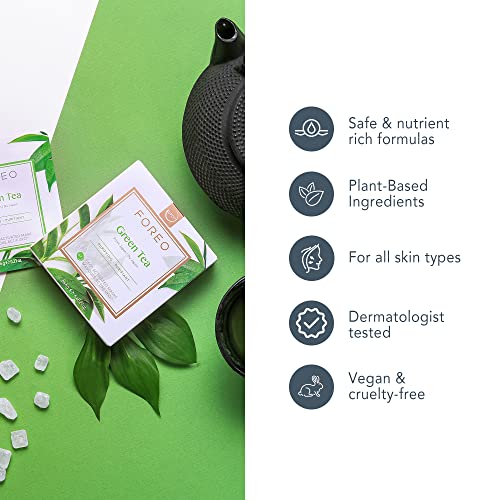 Foreo Green Tea Ufo Activated Facial Mask For Blemish-Prone Oily Skin, 6 Pack, Purifying, Antioxidant, Moisturizing, Green Tea & Ulmus Extract, Cruelty-Free, Clean Formula, Compatible With Ufo 2 & Ufo #TOP5