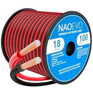 Naoevo 18 Gauge Electrical Wire 100FT