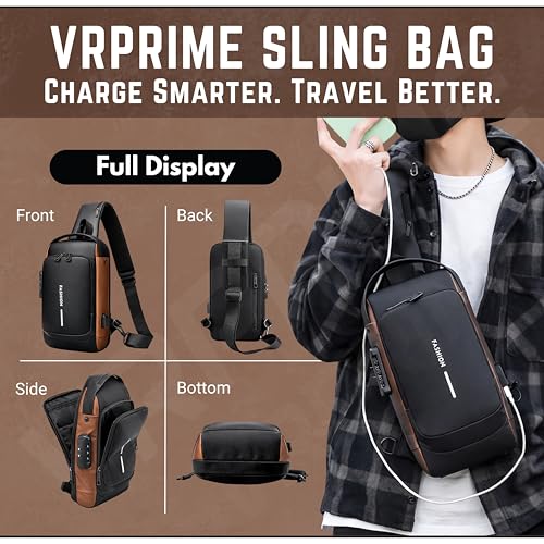 Image of Sling Side Bag For Men | Anti-Theft Smart Waterproof Crossbody Chest Bag for Travel | Messenger Bags Casual Shoulder Bag for Men and Women (ALLBLACK)
