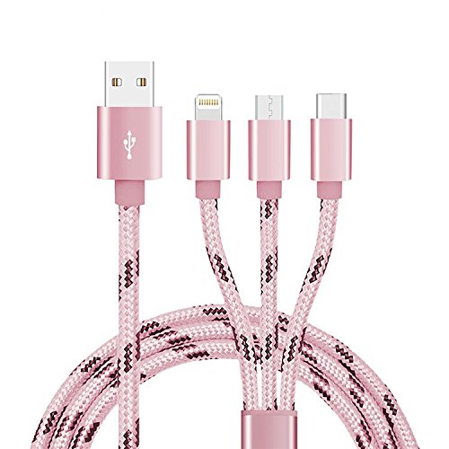 Amazon.co.jp: 3 in 1 USB充電ケーブル (ピンク、4フィート 