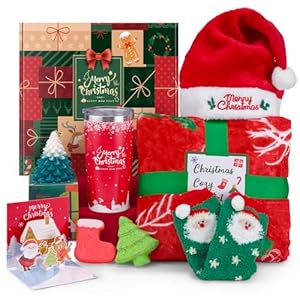 Christmas Gifts Basket for Women, Xmas Self Care Spa Gift Set for Her, Mom, Wife, Girlfriend, Sister, Coworkers, Boss, Teacher, Nurse, Christmas Tumbler Blanket Holiday Gift Box
