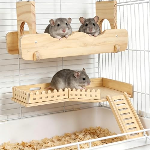 Dmnnlp Chinchilla Suspension Bridge Wooden Chinchilla ledges and Platforms Small Animals Habitat Toy Cage Accessories & Habitat Dcor for Chinchillas Hamster Guinea Pig Squirrel Sugar Glider