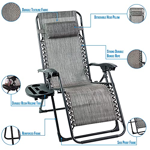 Sun-Ray 203078 Grey Upgraded Gravity Chairs, 35.43 x 25.59 x 41.5 Inches - Thumbnail 5
