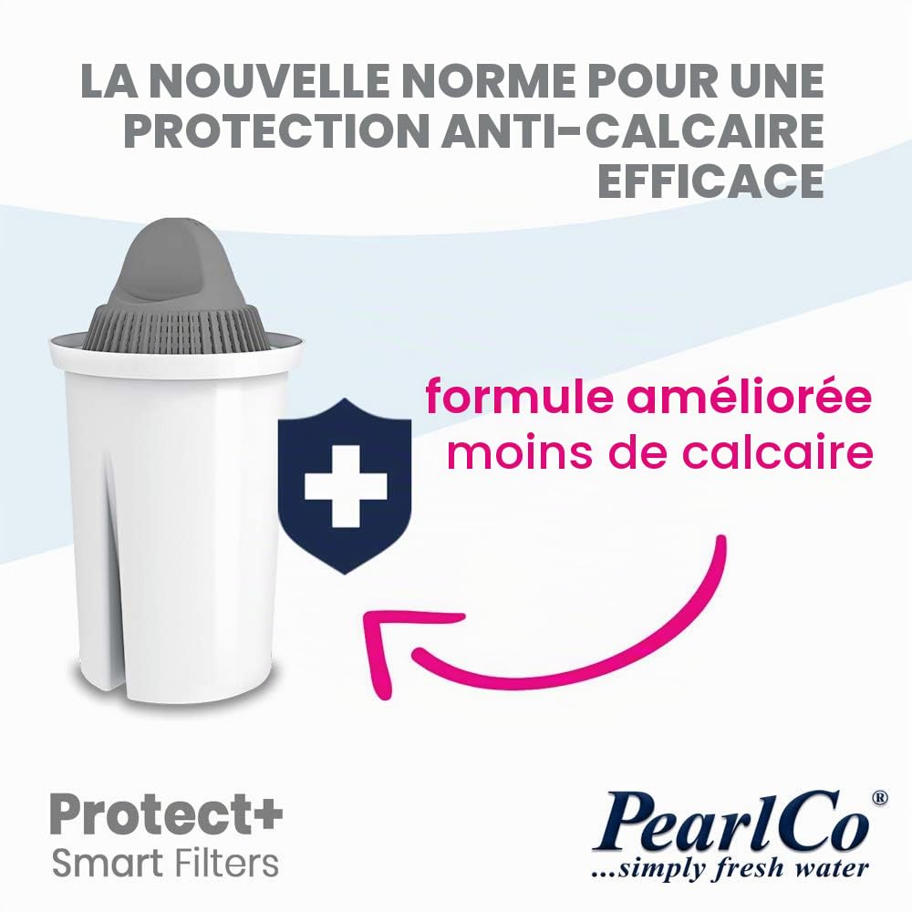PearlCo Protect+ classic - Pour l'eau dure - Pack de 12 cartouches filtrantes (compatible avec Brita Classic)
