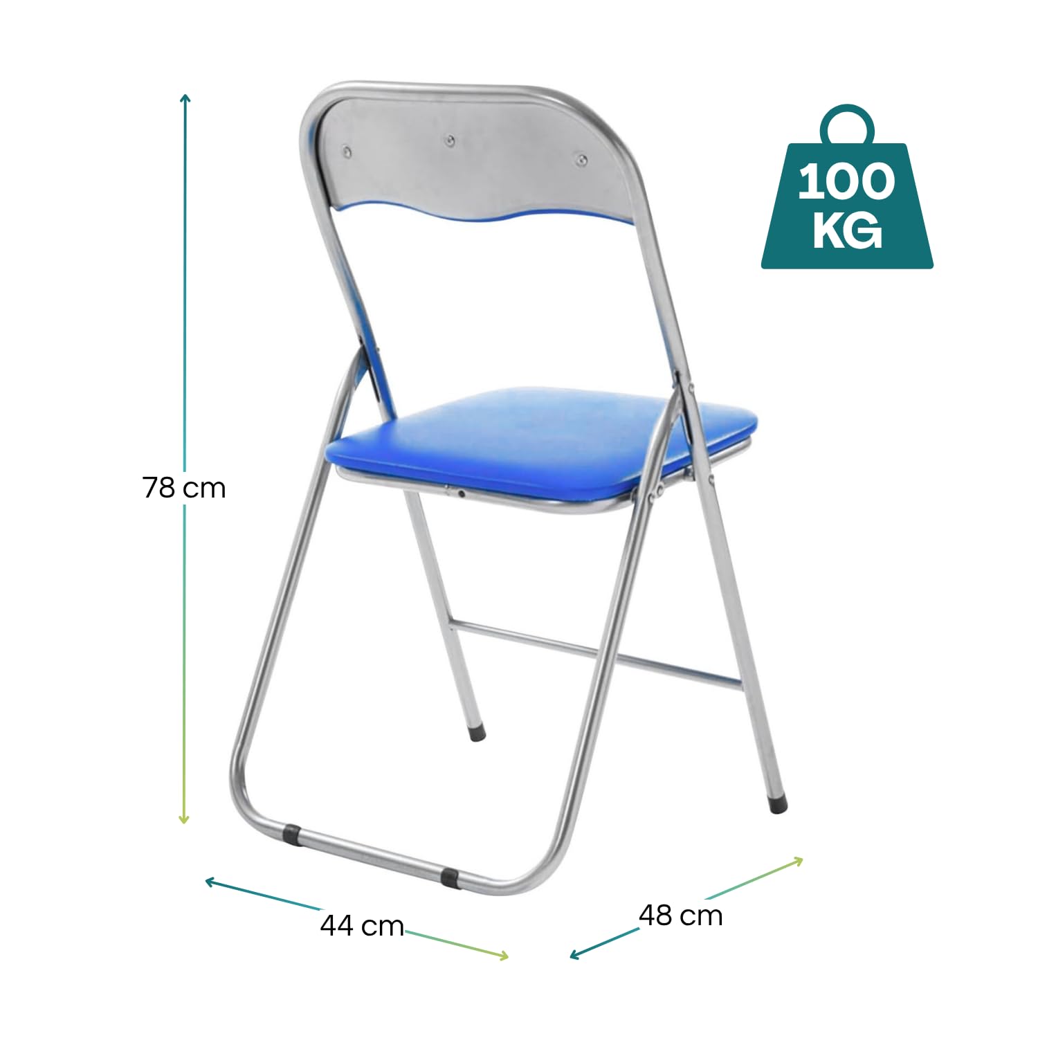 VIRSUS Sedia pieghevole colore BLU 344, misura aperta 44x48x78 cm, sedie salvaspazio, seduta in PVC Imbottita, piedi antiscivolo, per giardino, cucina, ufficio, campeggio (1)