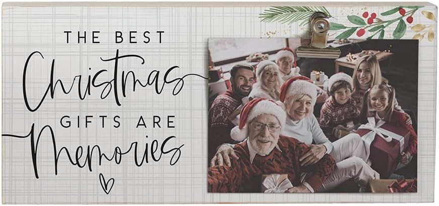 Simply Said, INC Picture Clips- The Best Christmas Gifts are Memories - 12 x 5.5 in Rustic Photo Clip Wood Sign CLP1471