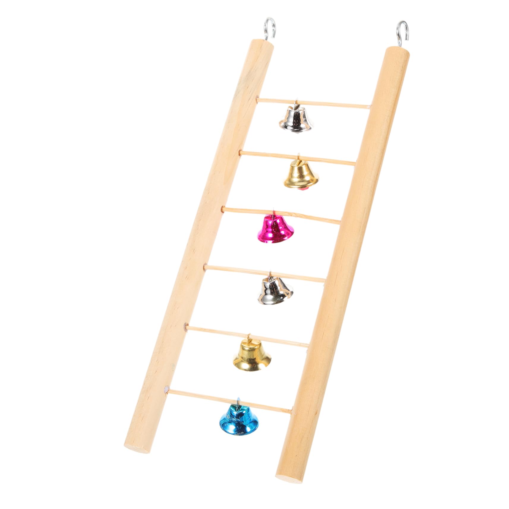 HEMOTON Hanging Wooden Parrot Climbing Ladder with Bells for Budgies Cockatiels and Lovebirds Promotes Physical Activity and Mental Stimulation