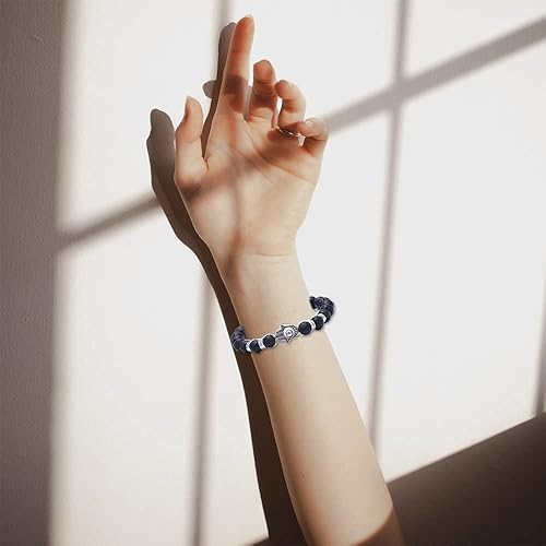 Miniatura 5 de 3 pulseras con dije de mal de ojo, 7 chakras, piedra de lava, mano de Fátima, mano turca de mal de ojo, pulsera de la suerte para protección y