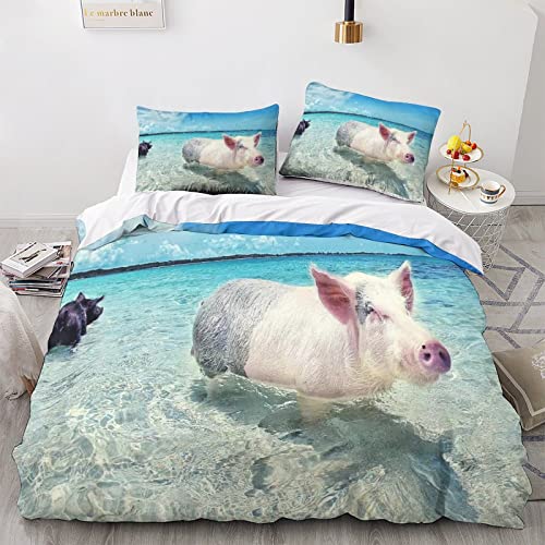 Parure de lit pig microfibre supérieure avec housse de couette king