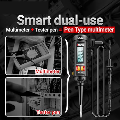 Image of 4000 Counts Pen Type Digital Multimeter, Voltage Tester with Non-Contact Auto-Ranging Recording and Monitoring Data, Resistance, Capacitance, Diode, Frequency, NCV, AC /DC Voltage Tester