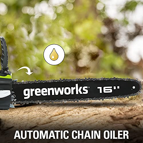 Greenworks 40V Akku-Kettensäge mit Bürstenlosem Motor, 40cm Schwertlänge, inklusive 2 Akkus 2Ah und Ladegerät - 20077UC… – Bild 8