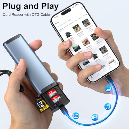 MTAKYA SD Card Holder Case with High-Speed USB 3.1 Type-C SD/TF Card Reader, SD Card Reader for iPhone, Android, Trail Cameras and Drones Plug and Play Micro SD Card Reader Adapter - Thumbnail 3
