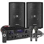 Fenton AV430B Home Karaoke System – Bluetooth Amplifier, Vonyx SL6 DJ Speakers, Dual Wired Microphones, Complete Adults Karaoke Machine Package