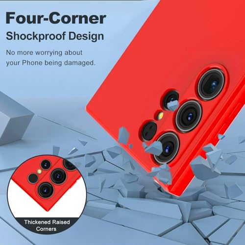 Image of Back Cover for Samsung Galaxy S24 Ultra 5G | Full Camera Protection | Premium Liquid Silicon Case | Flexible Bumper Case for Samsung Galaxy S24 Ultra 5G (Red)