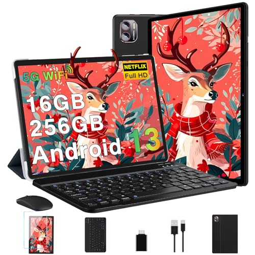 MEBERRY Tablet 2K Screen Tablet 10.36 pulgadas, 16GB RAM + 256GB ROM + TF 1TB / 2000 x 1200 Pixels / 5G WiFi / 8600mAh / 5MP + 13MP, con ratón y teclado negro