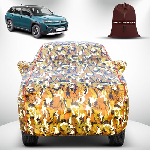 Image of Walser Waterproof Car Cover for Maruti Victoris | All-Weather Full Car Body Protection | with Mirror & Antenna Pocket | Dustproof, Windproof & Anti-Scratch Lining, Camouflage