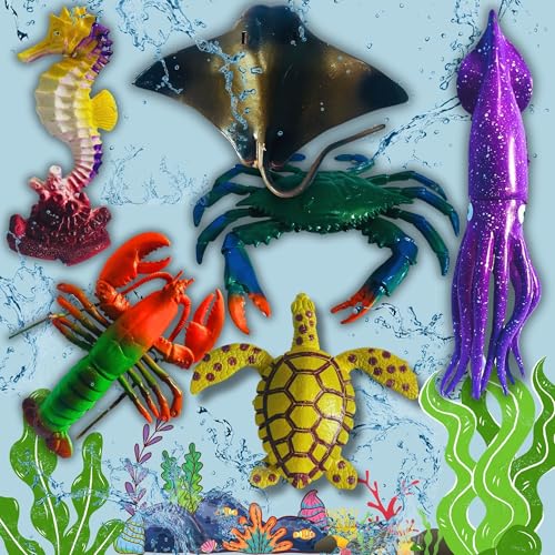 Image of Big Size Animals Toys for Kids Big Size for Kids 3+ Years 6PCs Fish Ocean Animal Toy Set Figure | Water Animals Birthday Gifts Water Ocean Animal Figurines Toys (Undersea Animal)