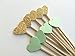 Mint and Gold MINI Heart Cupcake Topper. Handmade Party Decorations. 50CT
