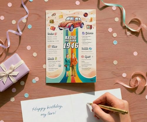 FestySpark Schöne Geburtstagskarte 80 Frau und Mann - Geschenke zum 80 Geburtstag Frau - Geburtstagsgeschenk für Männer 80 - Karte 80 Geburtstag Mann - Geburtstagsdekoration 1946