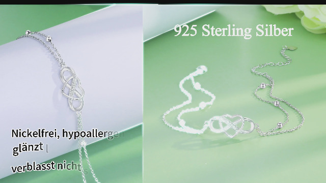 925 Silber Fußkettchen Damen - Ewige Liebe Unendlichkeit Armband Mit Karabiner