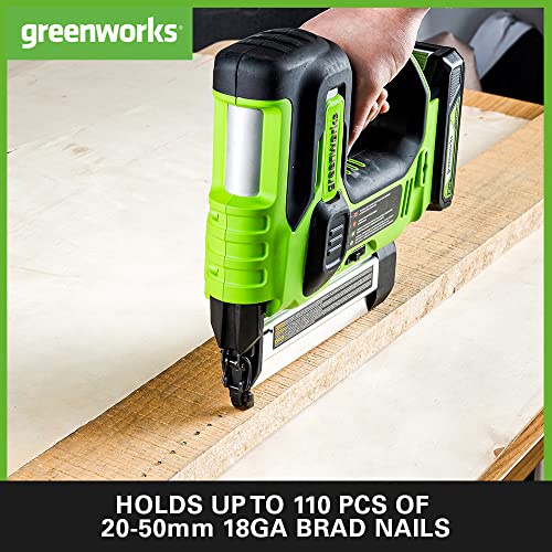 Greenworks GD24BN Cordless Brad Nailer, 110 Nail Capacity, 110pcs/min for 20-50mm 18GA Nails WITHOUT 24V Battery & Charger, 3 Year Guarantee 3 Greenworks GD24BN Cordless Brad Nailer, 110 Nail Capacity, 110pcs/min for 20-50mm 18GA Nails WITHOUT 24V Battery & Charger, 3 Year Guarantee - Image 3