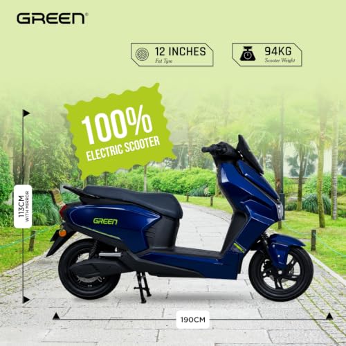 Image of Green Polo Low Speed Electric Scooter Non RTO with Portable Charger (80 KM - Blue)