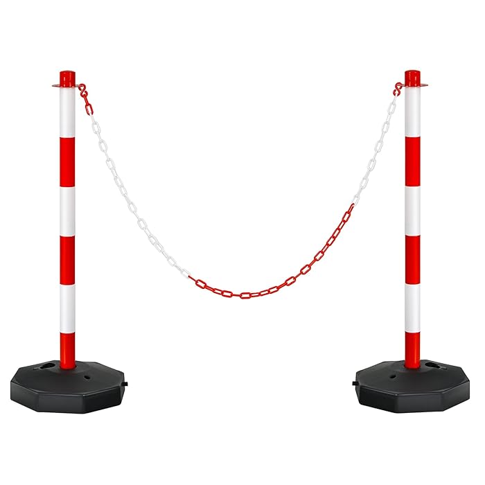 Buy COSTWAY 2 Pcs Plastic Chain Posts, Free Standing Safety Chain