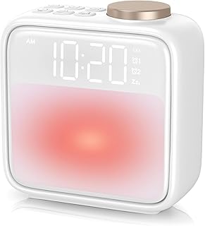 目覚まし時計 光 子供 めざまし時計 ナイトライト 充電式 置き時計 シンプル 大音量アラーム スリープタイマー ベッドサイドランプ 誕生日ギフト クリスマスプレゼント 日本語説明書付き (ホワイト)