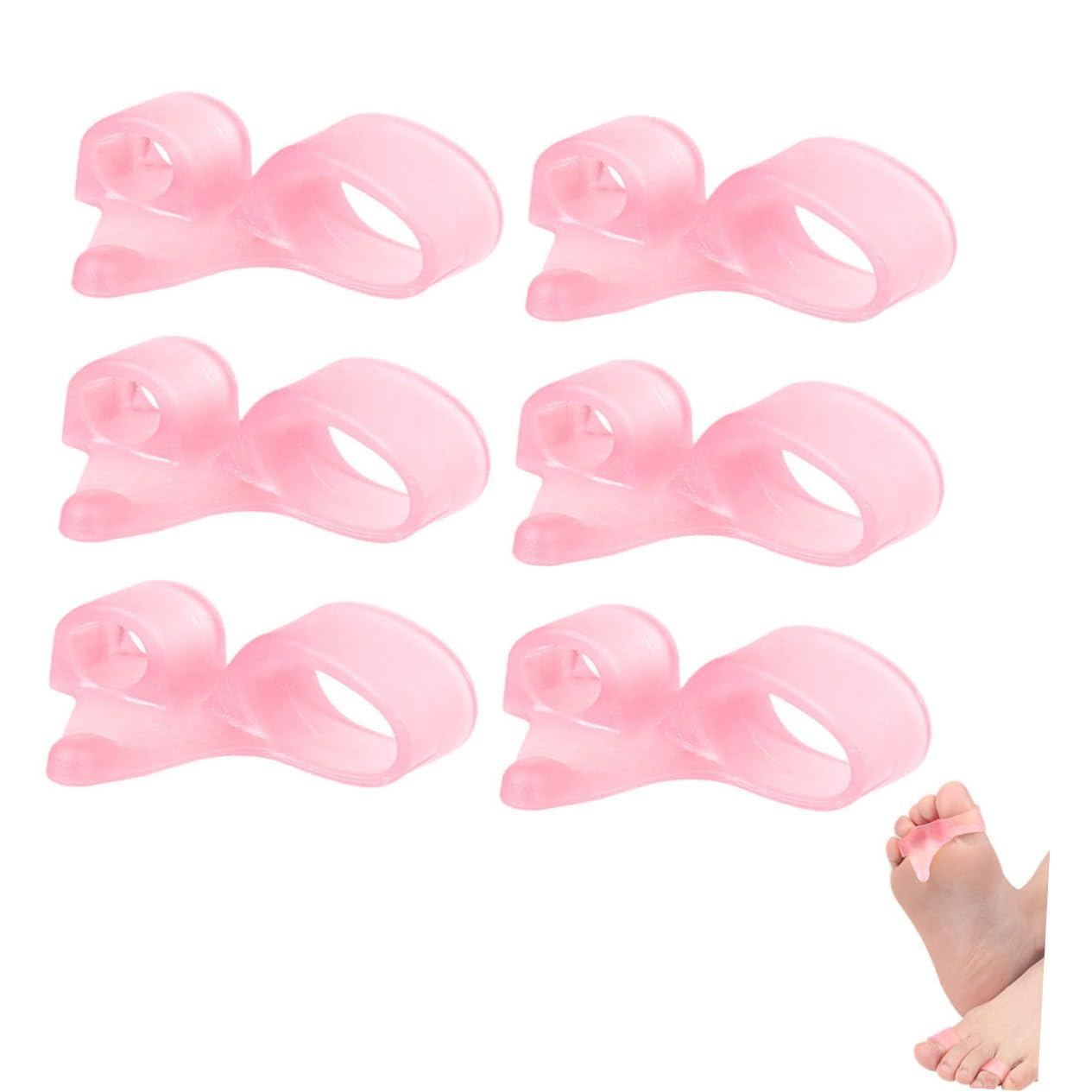 NOLITOY 12pcs Double Hole Toe Splitter Hallux Hammer Big Spreader Straightener Crooked Bunion Correctors Separating Tool Durable Separators Bunion Spacers Eversion Pink Protector Sebs