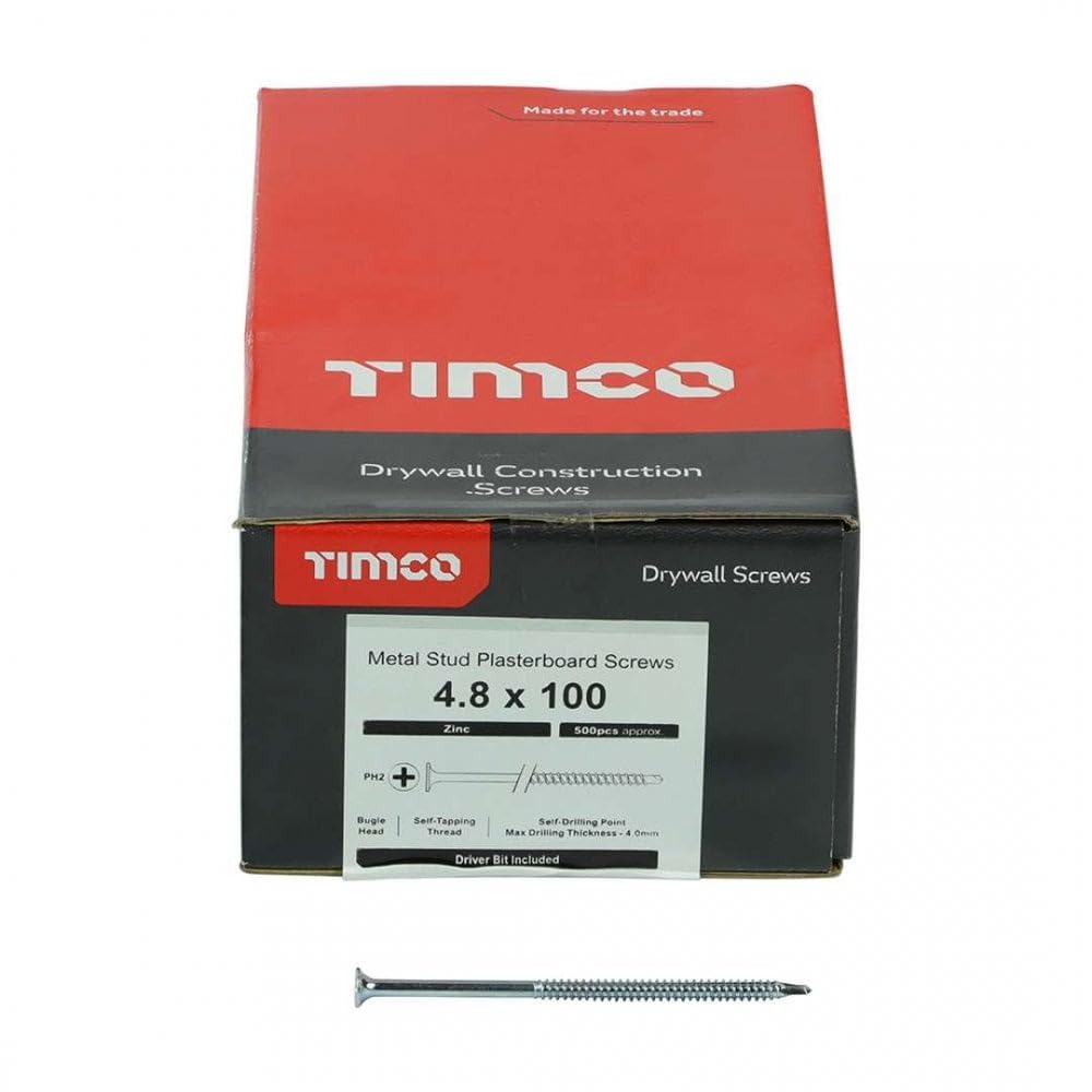 Timco BZP PH2 Schnellbauschraube, silberfarben (Box von 1000), 00100PSDD